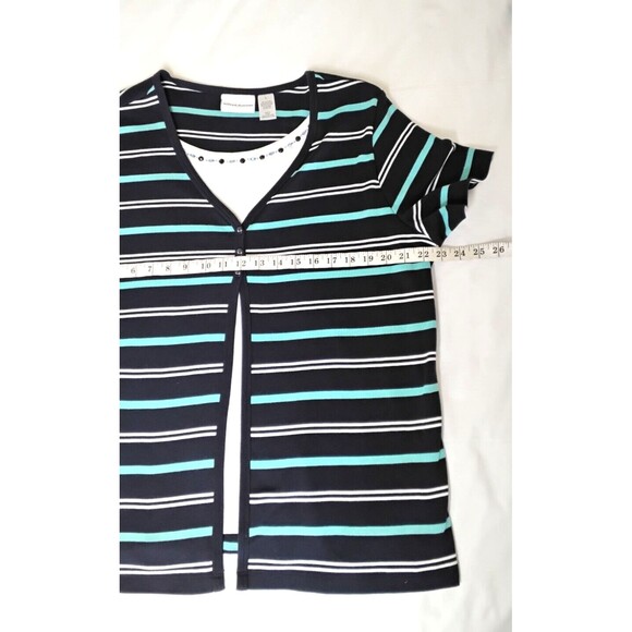 Alfred Dunner Striped Sweater Short Sleeve With Rhinestones Size Large - Picture 4 of 8